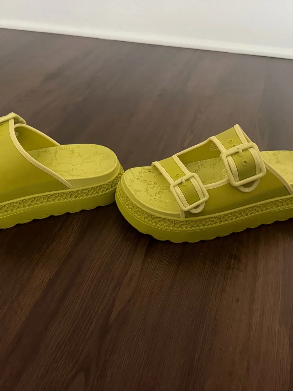 COACH KEY LIME PLATFORM SANDALS